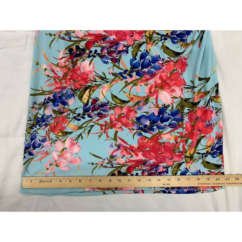 Jones New York Colorful Floral Ruched Knit Dress Size 12 Cottage Romantic Travel - Picture 10 of 15